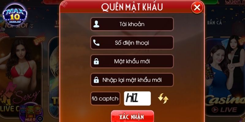 Đăng Nhập MAX10 Cổng Game Quốc Tế Uy Tín Hàng Đầu Châu Á 2 Lỗi quên mật khẩu