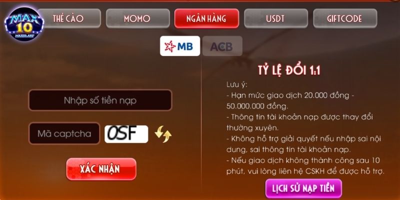 nap tien max10 luu y quan trong Một số lưu ý quan trọng khi nạp tiền MAX10